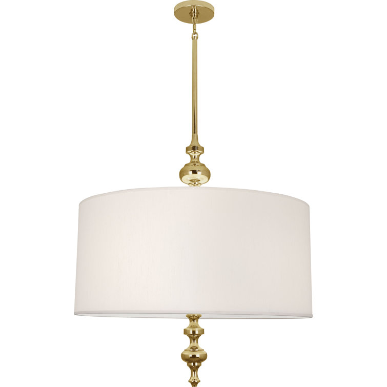 Arthur Modern Brass 3-Light Drum Pendant with Fabric Shade