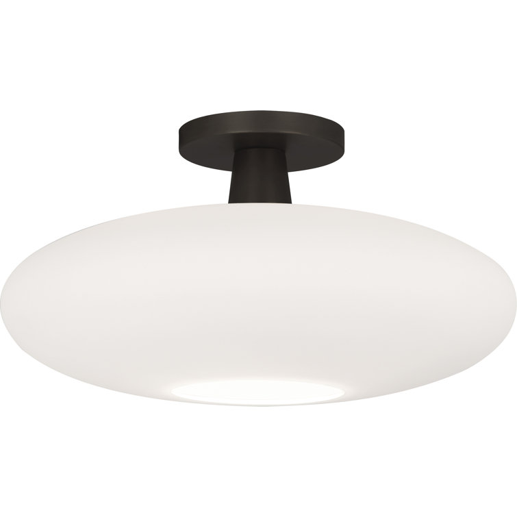 Ovo 15'' Bronze and Glass Semi Flush Mount Light