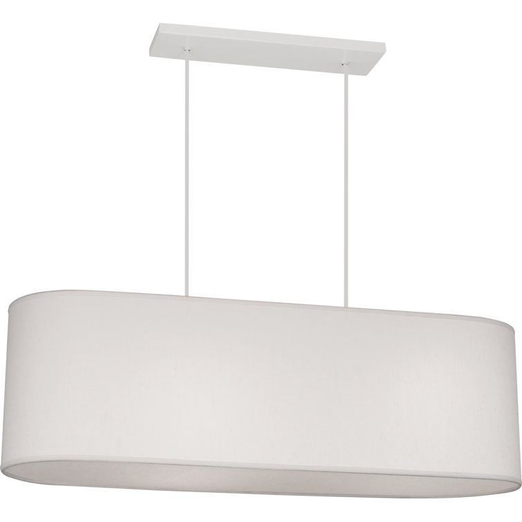 Elena 36" White Oval Fabric Shade Kitchen Island Pendant Light