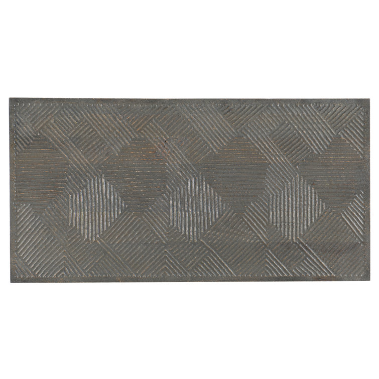 Gray and Black Mango Wood Lift-Top Storage Trunk