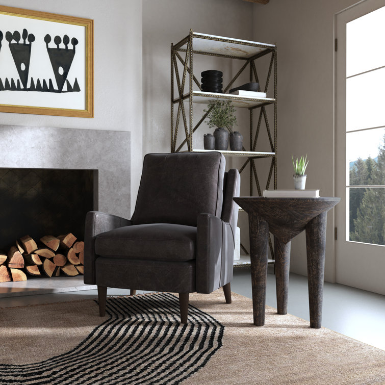 Transitional Round Wood & Stone 20" Brown End Table