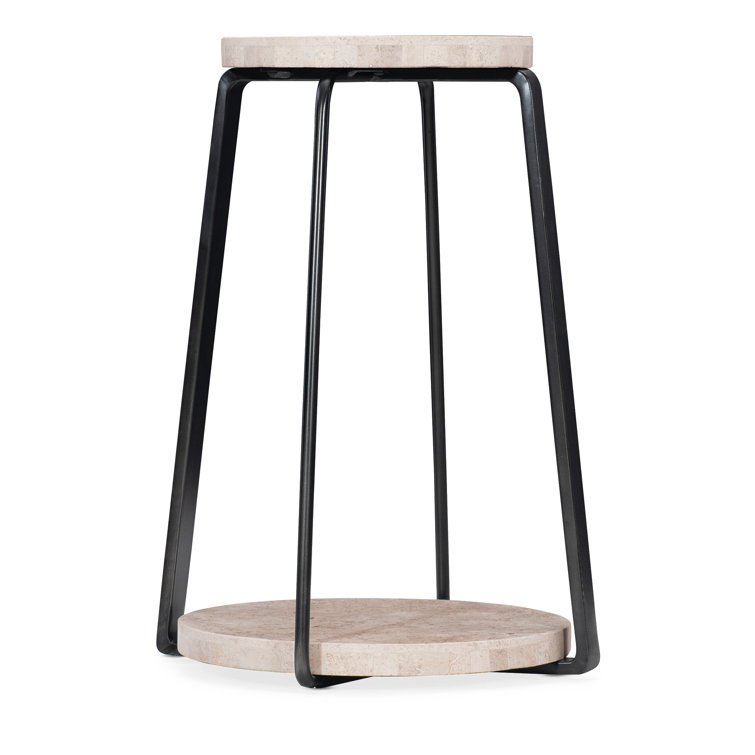 Transitional Black and White Stone Top 16" Round Accent Table
