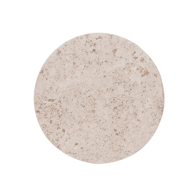 Transitional Black and White Stone Top 16" Round Accent Table