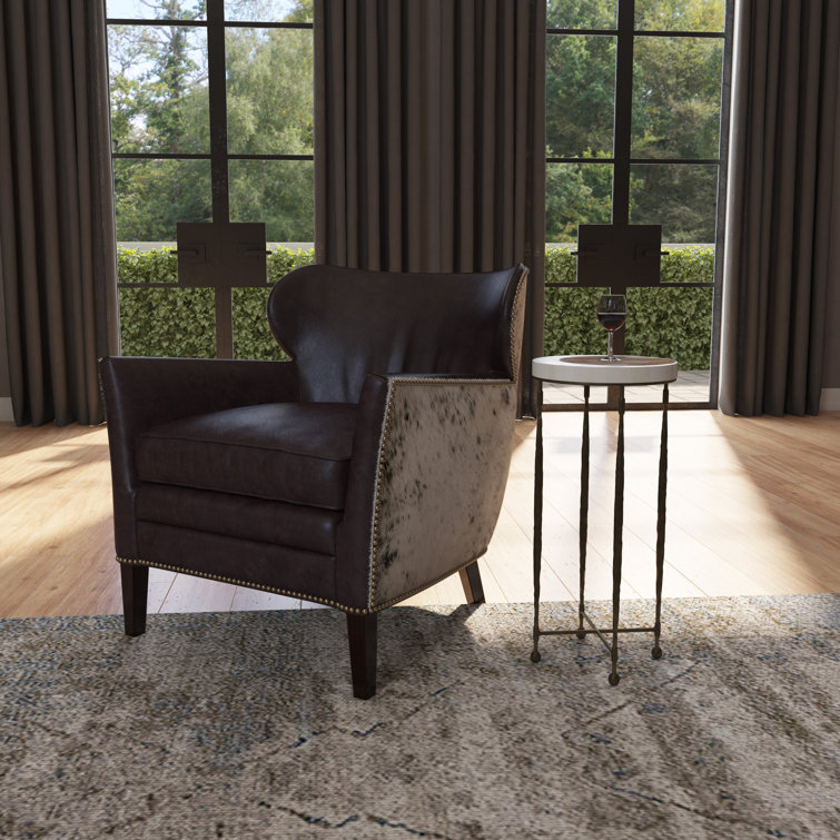 Beige Stone and Gold Metal Round End Table