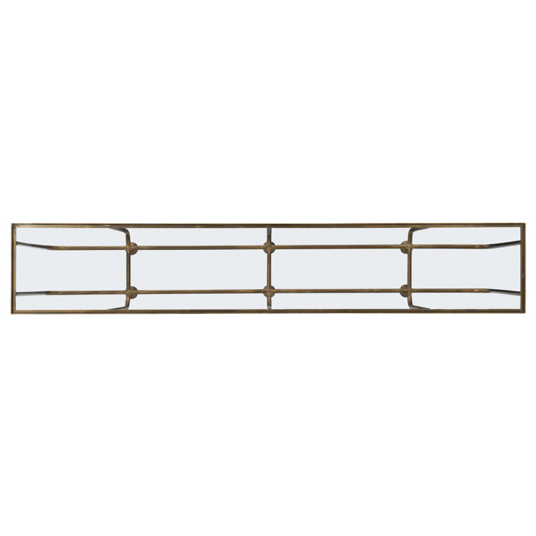 78'' Gold Metal and Glass Rectangular Console Table