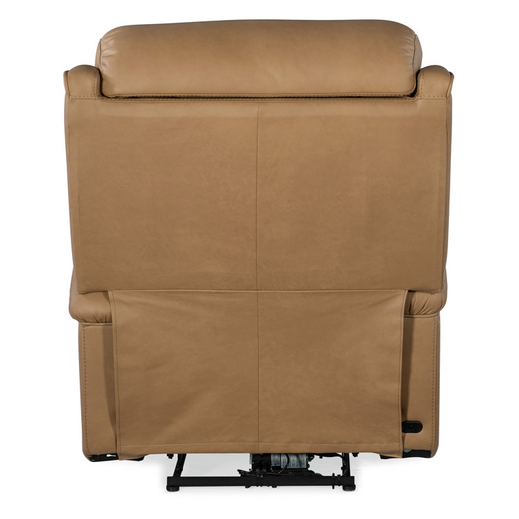 Sahara Sand Leather Power Recliner with Nailhead Trim