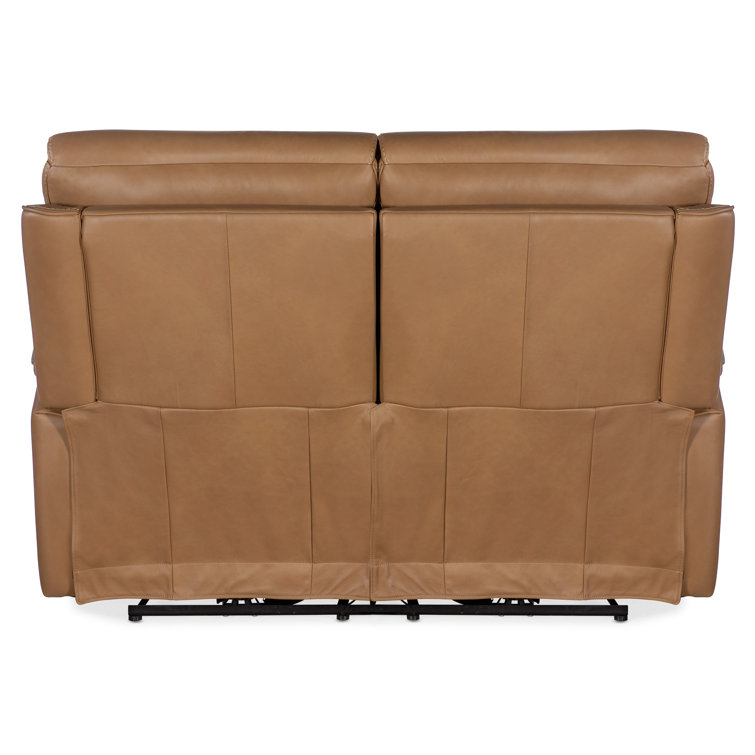 Sahara Sandalwood Leather Power Loveseat with Cup Holder