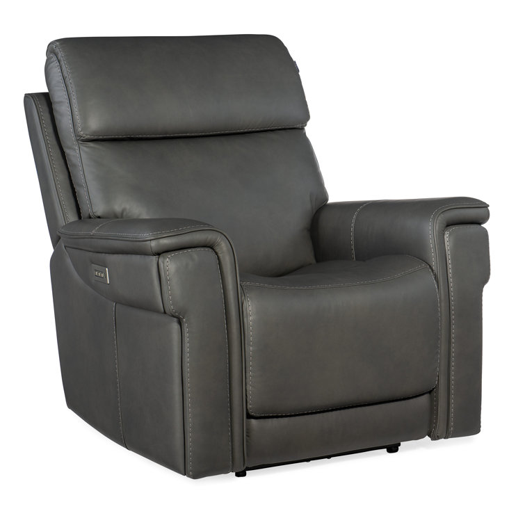 Sahara Dorian Gray Leather Recliner with Power Headrest