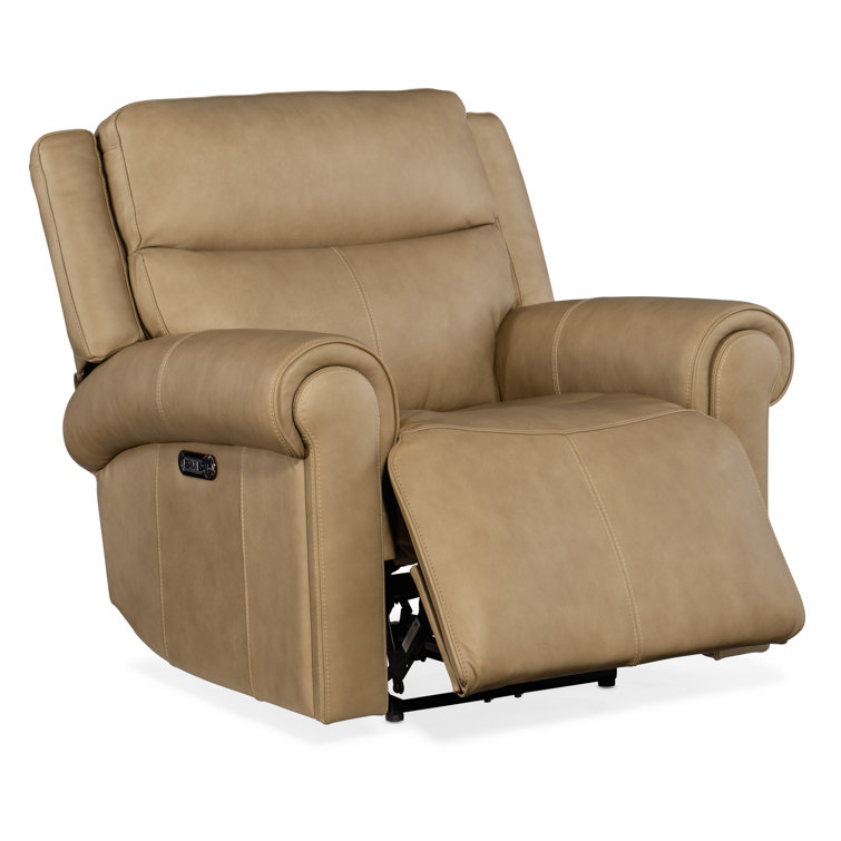 Caruso Sand Genuine Leather Power Recliner