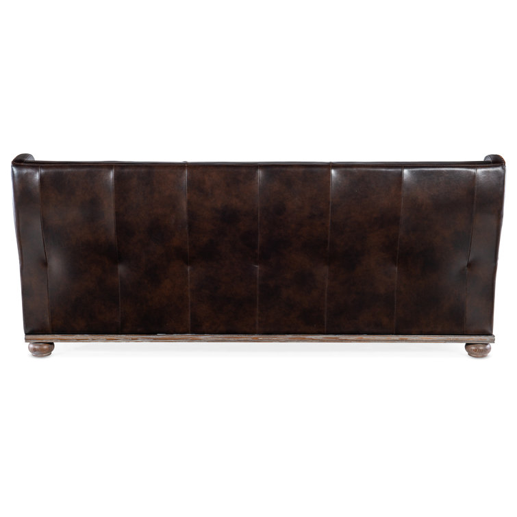 Derrick Burnt Umber Leather Reclining Sofa with Rolled Arms