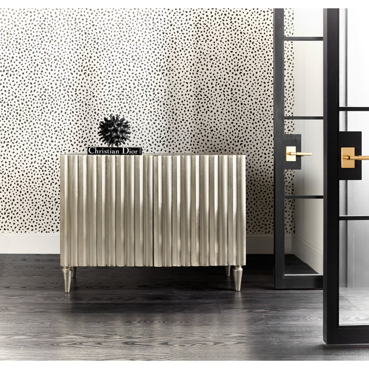 Contemporary 48'' Silver German Silver Foil Sideboard