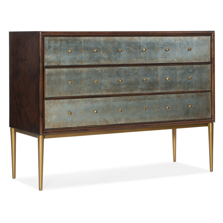 Estrella Dark Wood and Gold 3-Drawer Chest