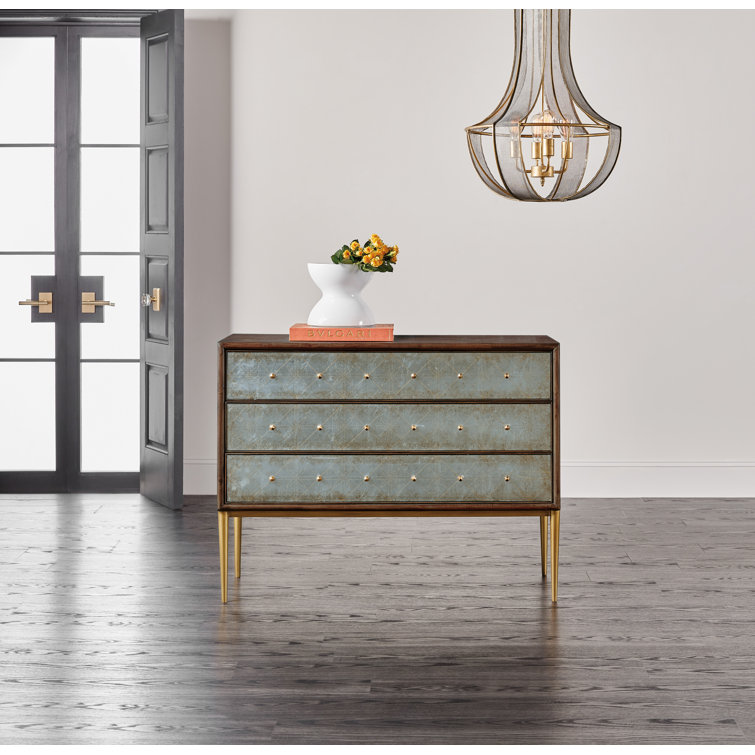 Estrella Dark Wood and Gold 3-Drawer Chest