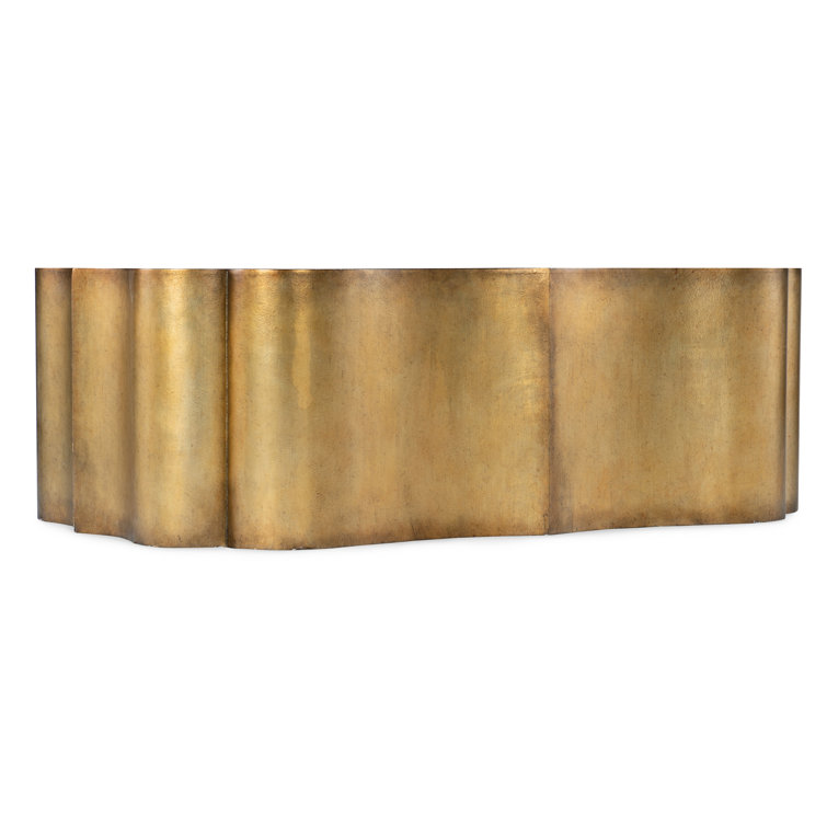 Traditional Gold Quatrefoil 53.5" Wood Coffee Table