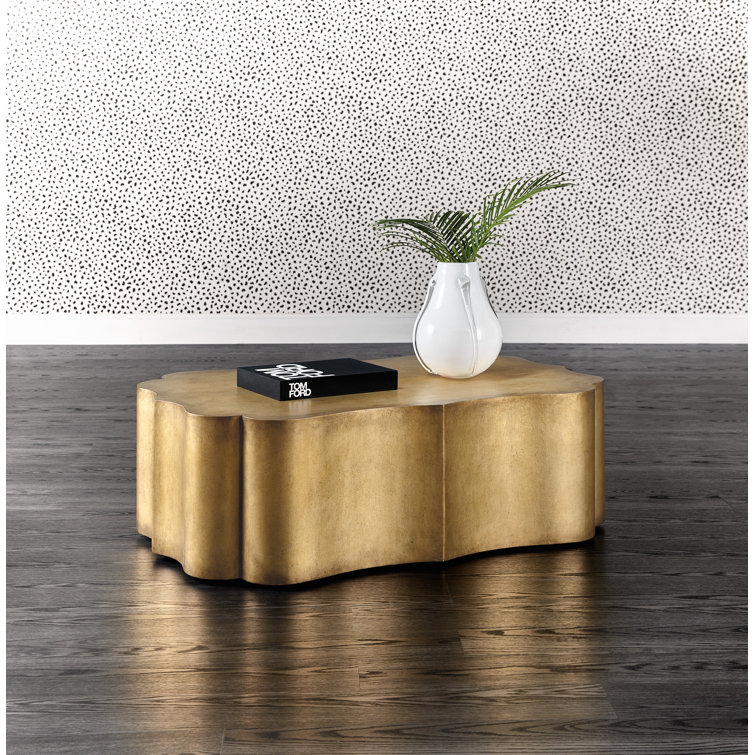 Traditional Gold Quatrefoil 53.5" Wood Coffee Table