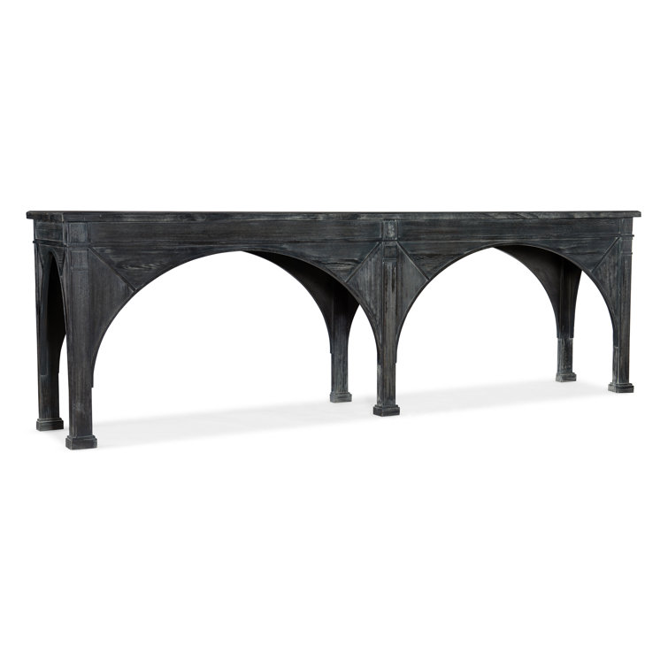 Thunber Dark Charcoal Solid Wood Console Table with Storage