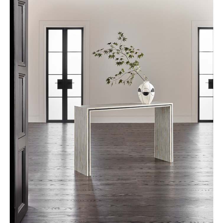 Black and White Rectangular Wood Metal Console Table