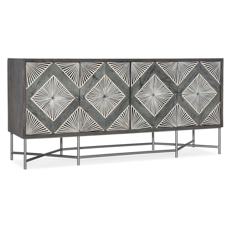 Gray and White Bone Inlay Mango Wood Sideboard