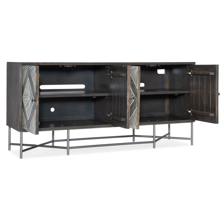 Gray and White Bone Inlay Mango Wood Sideboard