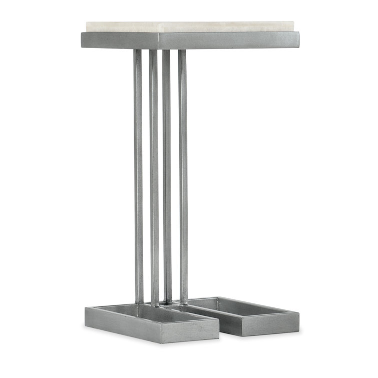 Silver and White Square Contemporary Drink Table