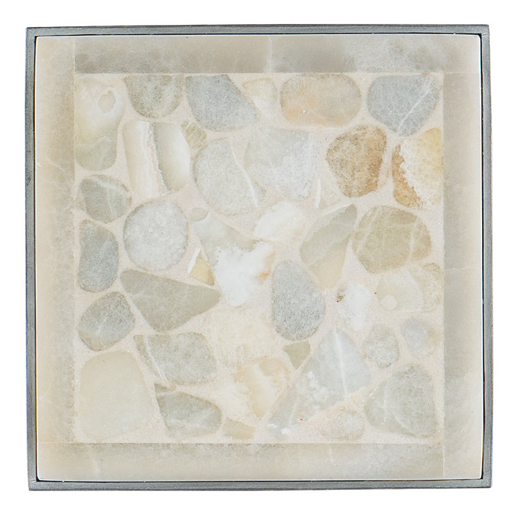 Silver and White Square Contemporary Drink Table