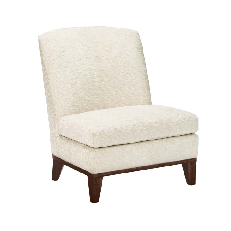 Pure Upholstered Slipper Chair with Walnut Legs