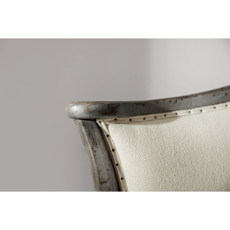 Tuscan White and Black Queen Upholstered Bed with Nailhead Trim
