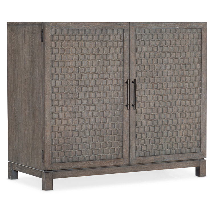 Gray Hardwood Transitional 2-Door Accent Cabinet