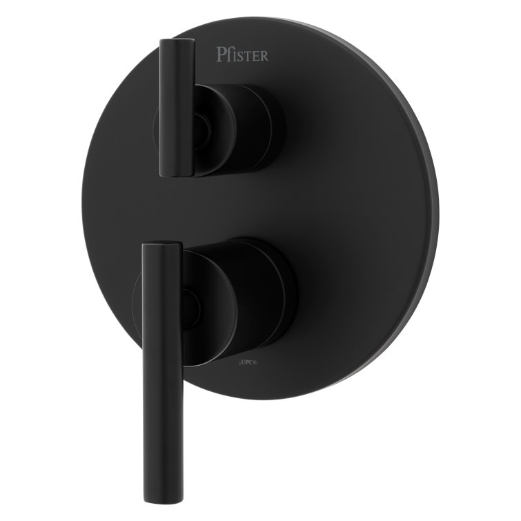 Matte Black Modern Dual Handle Shower Valve Trim