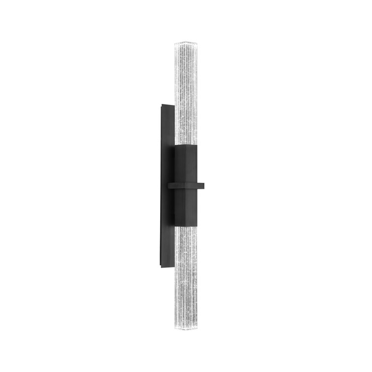 Black LED Wall Sconce with V-Cut Seeded Crystal