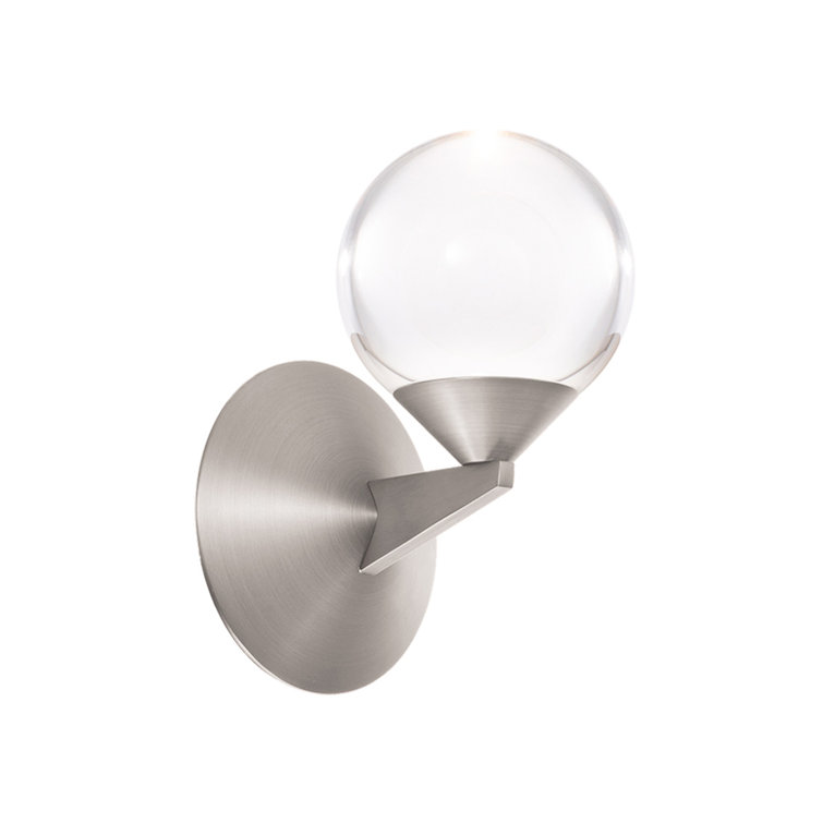 Satin Nickel Double Bubble Dimmable LED Sconce with Crystal Globe