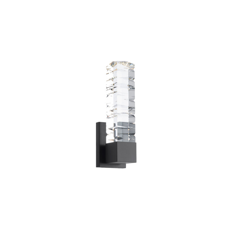 Juliet Black Aluminum LED Outdoor Vanity Sconce with Dimmable Hand Cut Crystal
