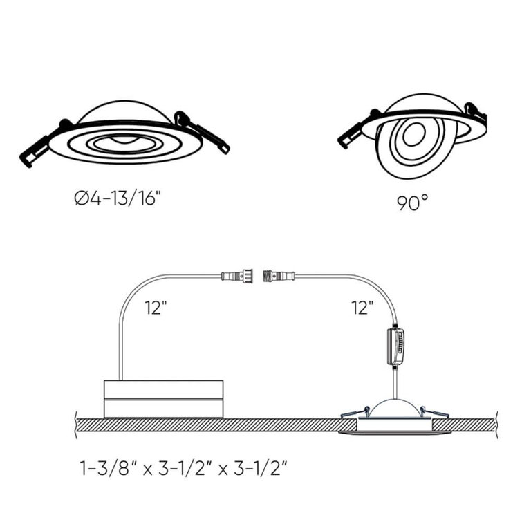 4'' White LED Recessed Lighting Kit with Adjustable Gimbal