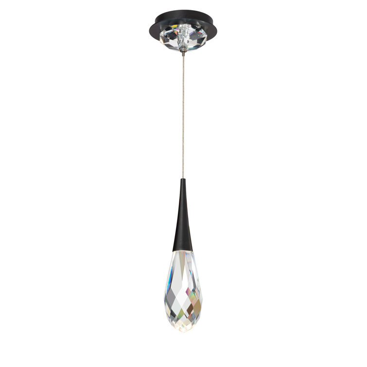 Black Crystal LED Mini Indoor/Outdoor Pendant Light