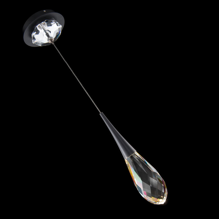 Black Crystal LED Mini Indoor/Outdoor Pendant Light