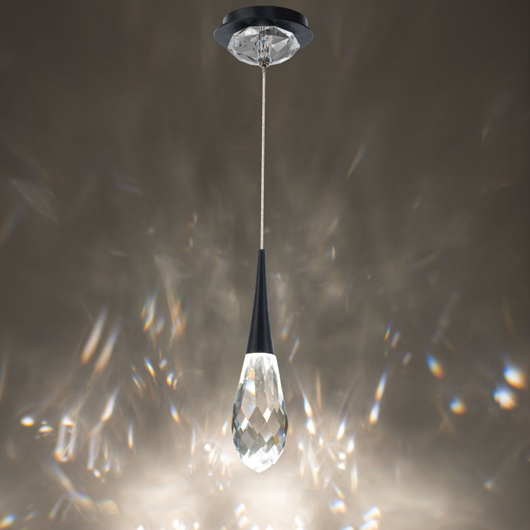 Black Crystal LED Mini Indoor/Outdoor Pendant Light