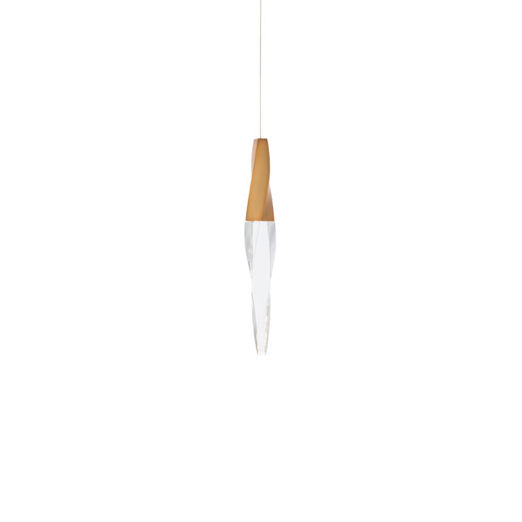 Kindjal Aged Brass 14" LED Mini Pendant with Optic Crystal