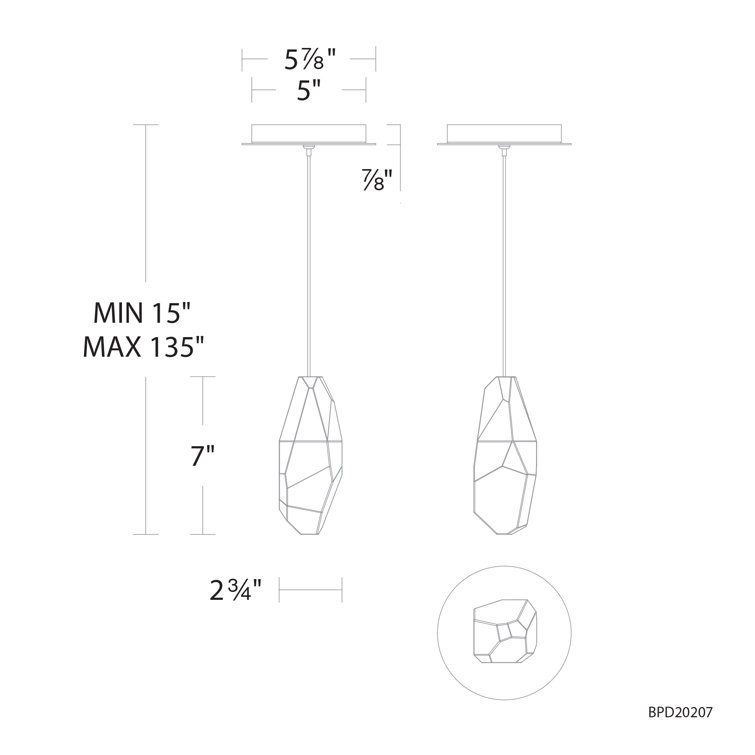 Aged Brass Crystal LED Mini Pendant for Indoor/Outdoor