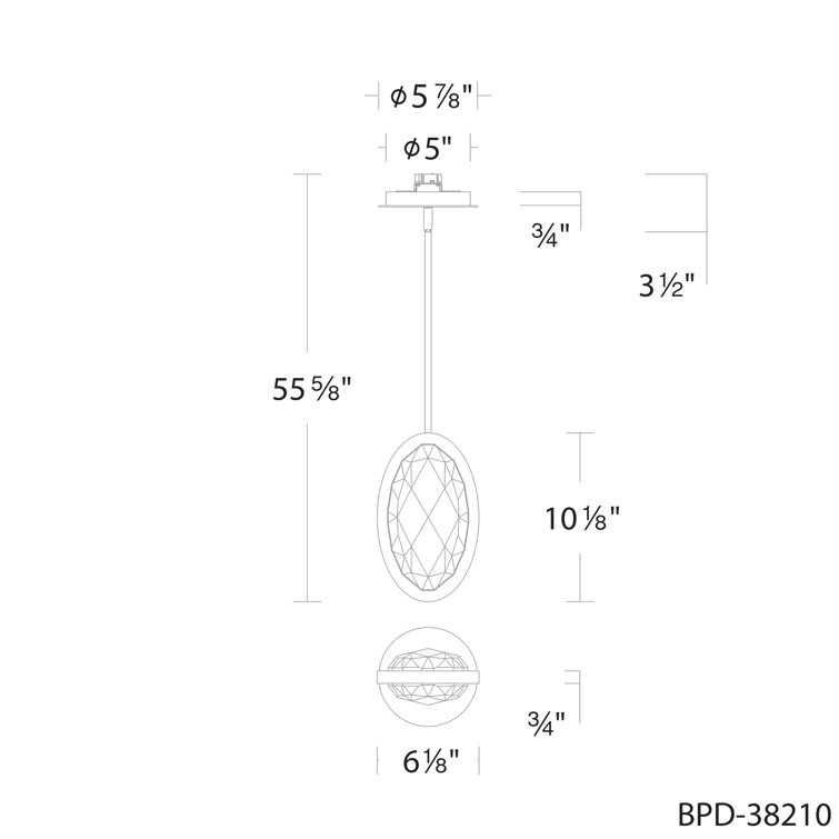 Black Crystal LED Mini Indoor/Outdoor Pendant Light