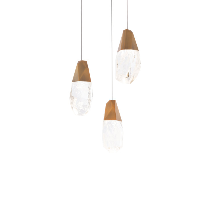 Aged Brass Energy Star LED Pendant with Clear Optic Crystal