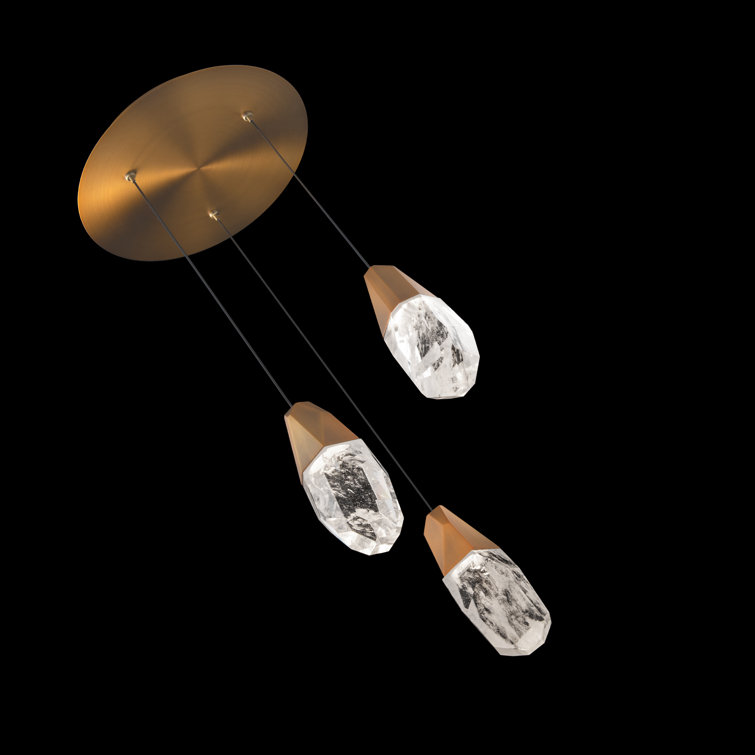 Aged Brass Energy Star LED Pendant with Clear Optic Crystal