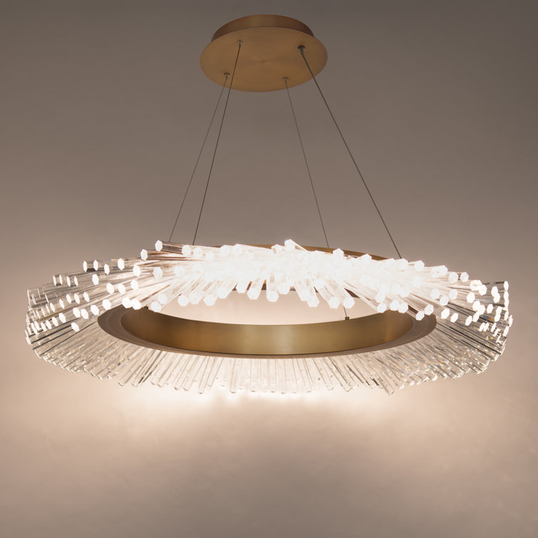 Benediction Crystal LED Aged Brass Indoor/Outdoor Energy Star Pendant