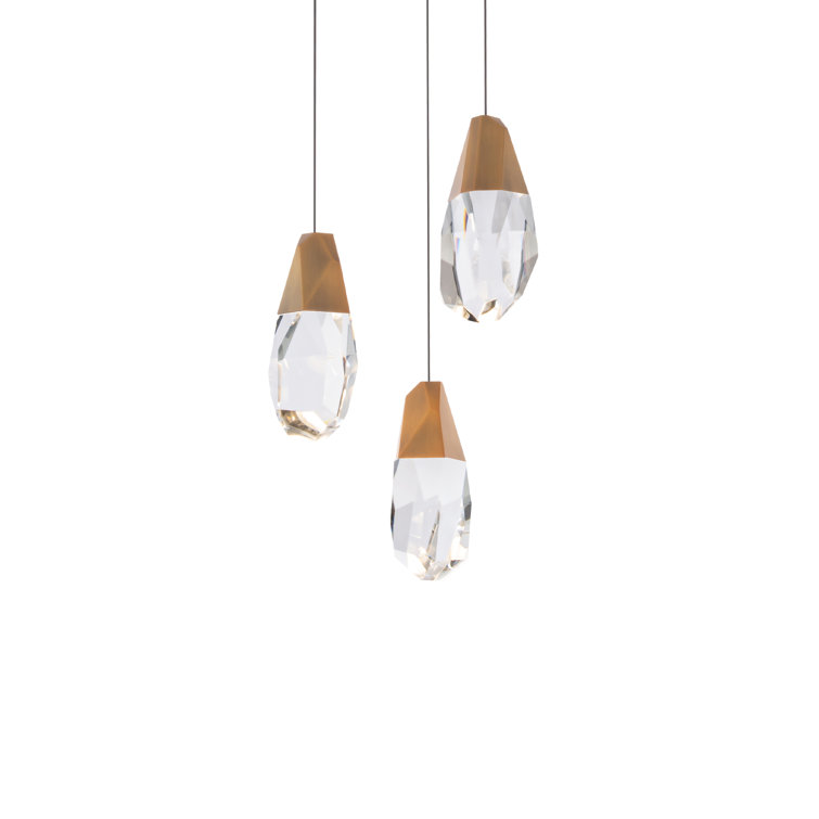 Aged Brass Energy Star LED Pendant with Clear Optic Crystal