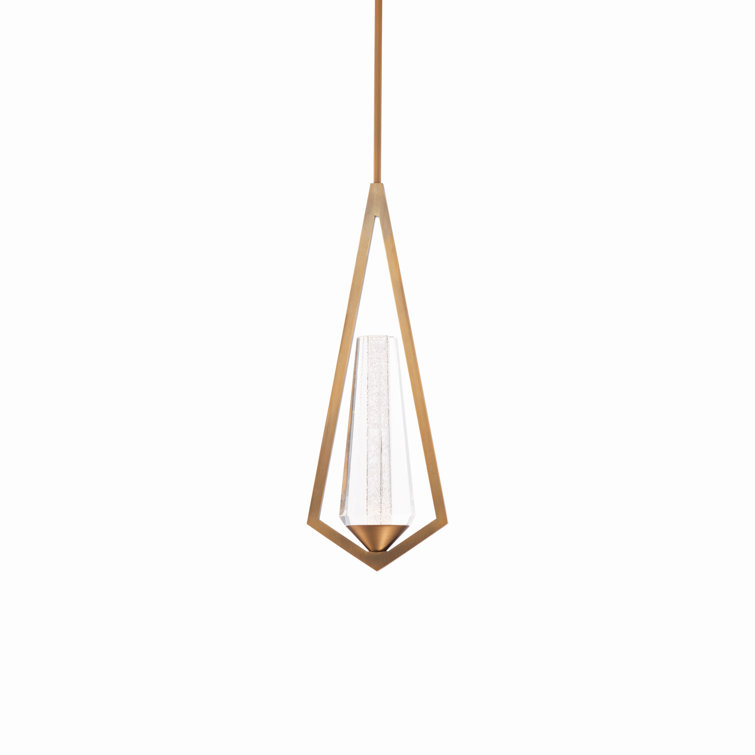 Aged Brass Crystal LED Mini Pendant Light
