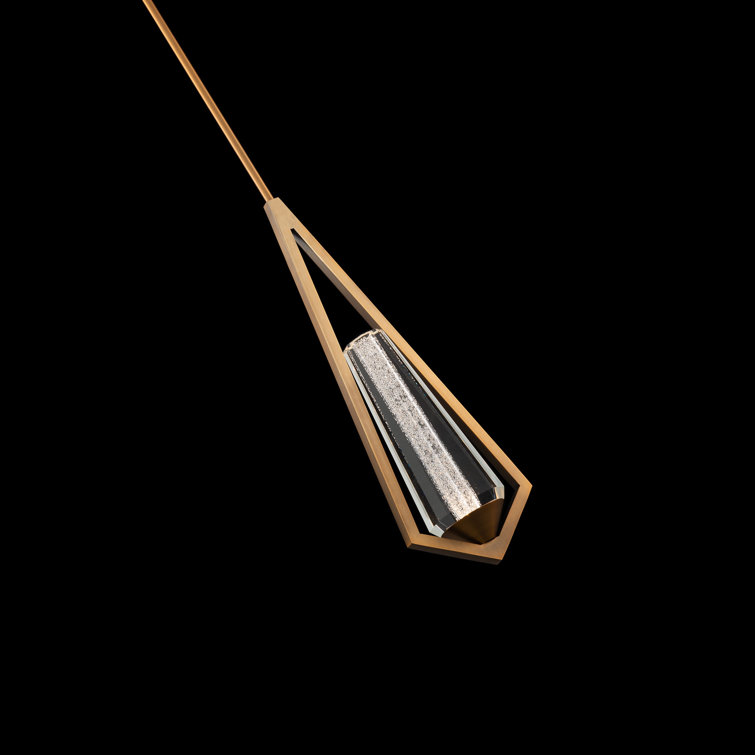 Aged Brass Crystal LED Mini Pendant Light