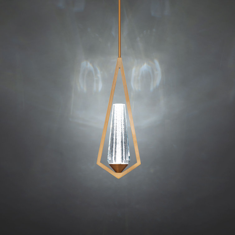 Aged Brass Crystal LED Mini Pendant Light