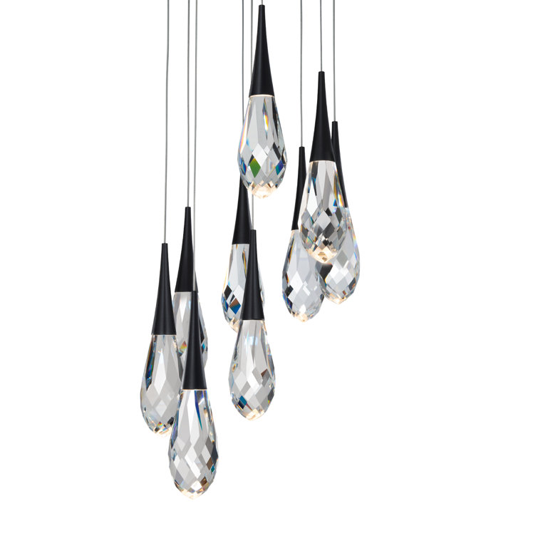 Hibiscus Black Crystal 9-Light LED Globe Pendant, Energy Star Certified