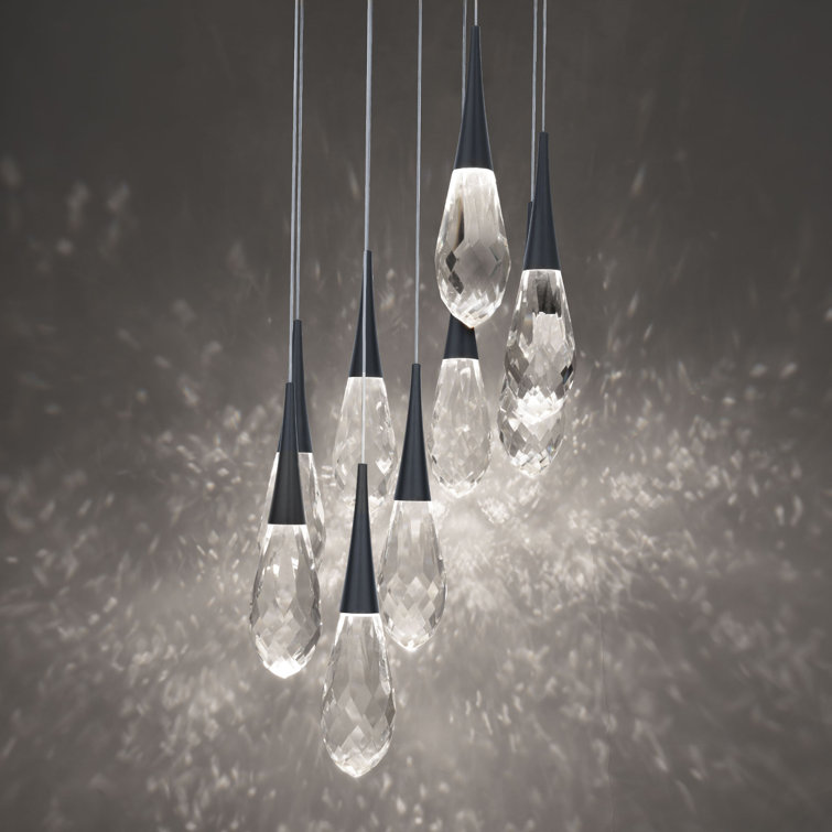 Hibiscus Black Crystal 9-Light LED Globe Pendant, Energy Star Certified