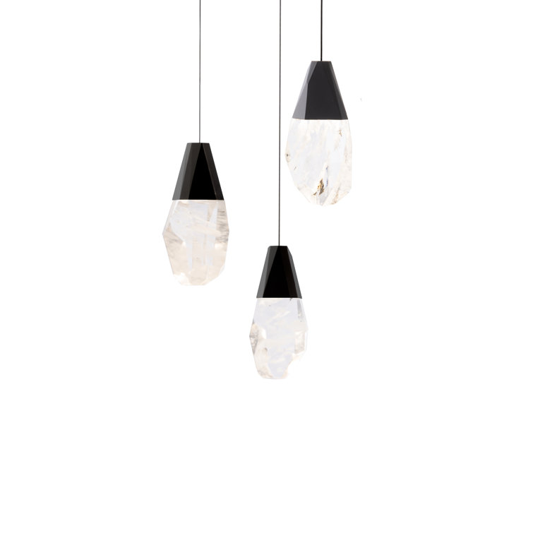 Aged Brass Mini LED Pendant with Black Optic Haze Crystal