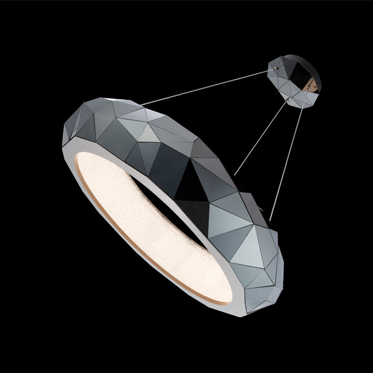 Black Crystal LED Drum Pendant Light